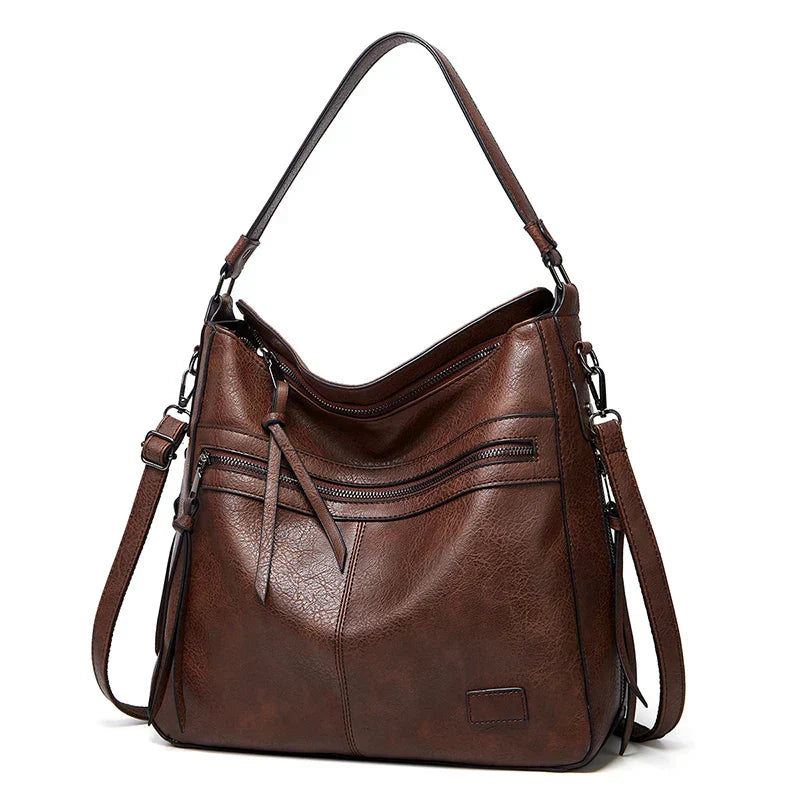 Bolsa Feminina de Couro Versátil + Carteira de Couro Brinde