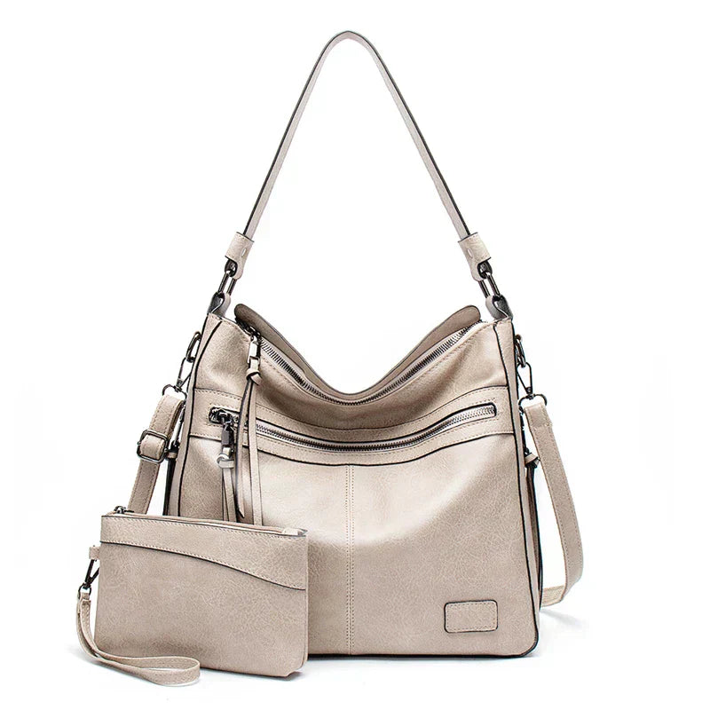 Bolsa Feminina de Couro Versátil + Carteira de Couro Brinde