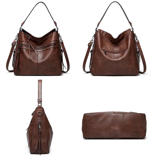 Bolsa Feminina de Couro Versátil + Carteira de Couro Brinde