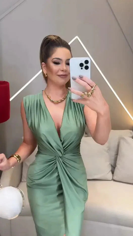 Vestido Verde Grace – Sofisticação e Elegância Atemporal!